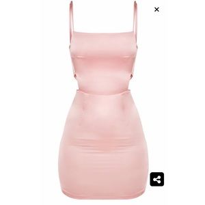 Size 2 satin champagne body con dress